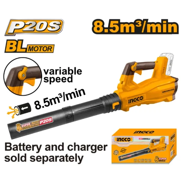 БАТЕРИСКИ АСПИРАТОР ДУВАЧ 20V СОЛО БЕЗ БАТЕРИИ INGCO BL-CABLI20428