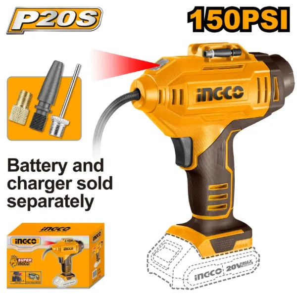 БАТЕРИСКИ МАЛ КОМПРЕСОР 165PSI 20V СОЛО БЕЗ БАТЕРИИ - INGCO CACLI2018