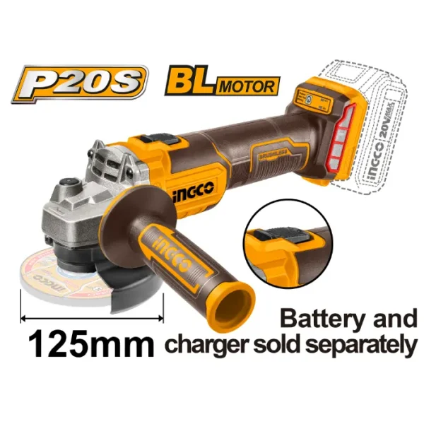 БАТЕРИСКА БРУСИЛКА 20V F125 СОЛО БЕЗ БАТЕРИИ INGCO CAGLI201258
