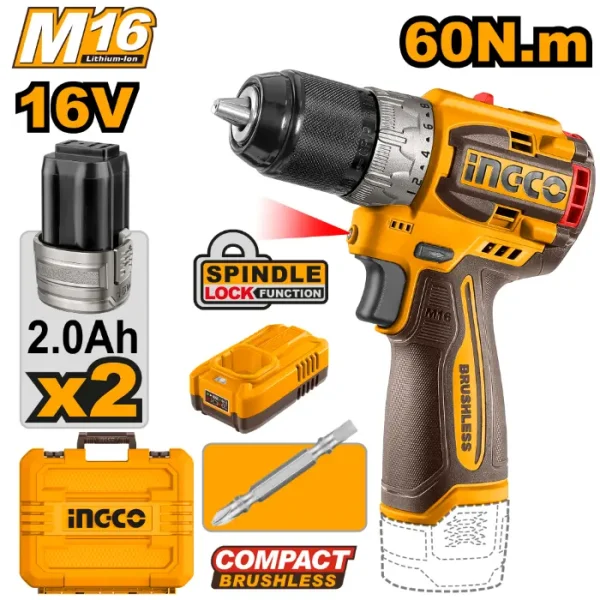 БАТЕРИСКА ШТРАФИЛИЦА 60Nm 16V 2x2.0Ah - INGCO CDLI16682