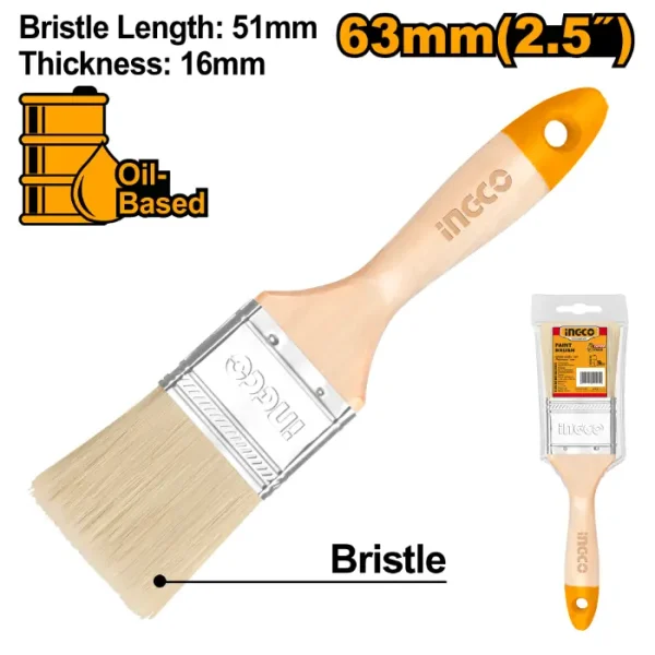 ЧЕТКА ЗА ФАРБАЊЕ ДРВЕНА РАЧКА INGCO 2.5" 63mm CHPTB0125