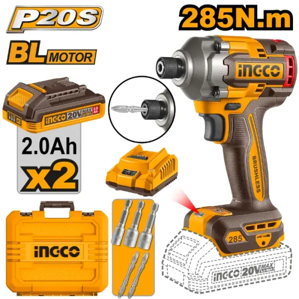 УДАРНА ШTРАФИЛИЦА 285Nm 20V 2x2.0Ah БАТЕРИЈА INGCO CIRLI2028