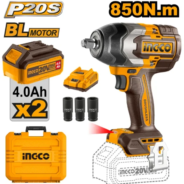 УДАРЕН ОДВРТУВАЧ 20V 850N 2x4.0Ah БАТЕРИИ INGCO CIWLI2085