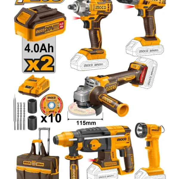 INGCO COMBO СЕТ 5/1 20V 2x4.0Ah БАТЕРИИ CKLI2019