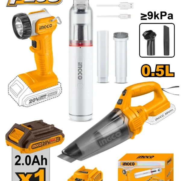 COMBO СЕТ 3/1 20V Правосмукалка 0.5l + СВЕТИЛКА - INGCO COSLI20668