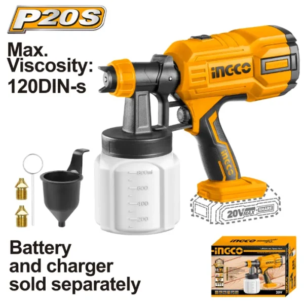 БАТЕРИСКИ Пиштол за фарбање INGCO СОЛО 20V БЕЗ БАТЕРИИ CSGLI2003