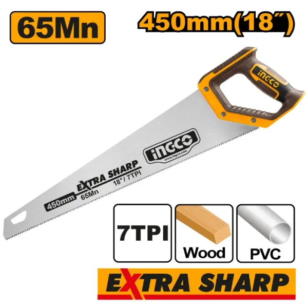 РАЧНА ПИЛА ЗА ДРВО И ПЛАСТИКА INGCO 450mm HHAS15450