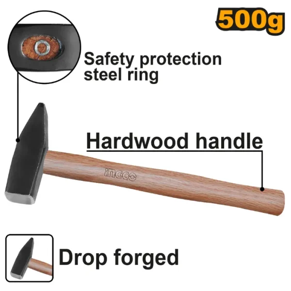 Чекан INGCO со дрвена рачка 500gr HMH040500