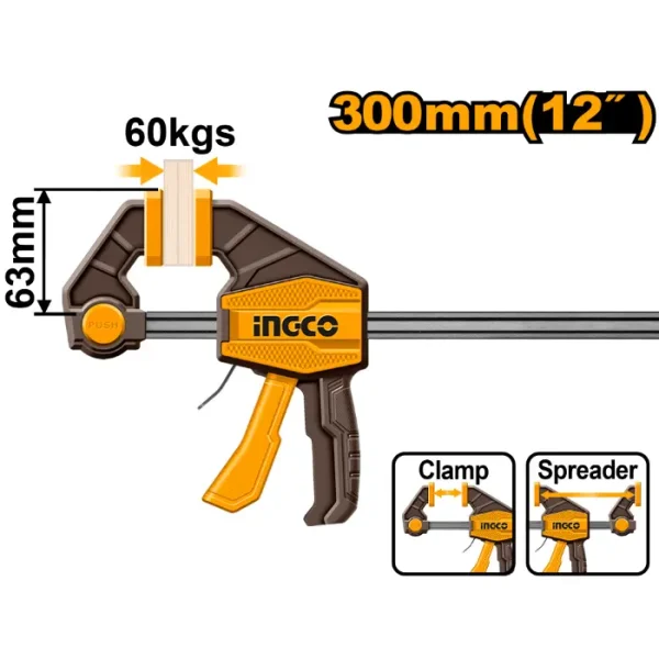 Столaрска брза стега 300mm 60kg INGCO PVC+метал HQBC01602