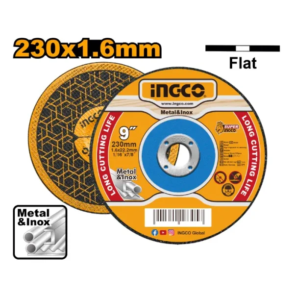 INGCO КАМЕН ЗА БРУСЕЊЕ 230x1.6 ЗА МЕТАЛ MCD162301