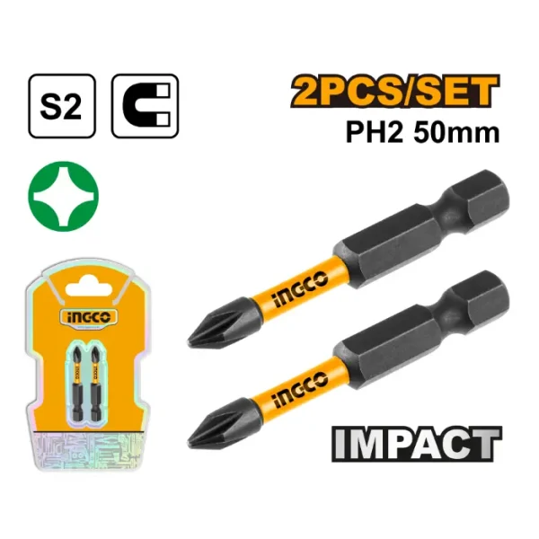 СЕТ од 2 бита PH2 50mm 10 парчиња INGCO SDBIM71PH250