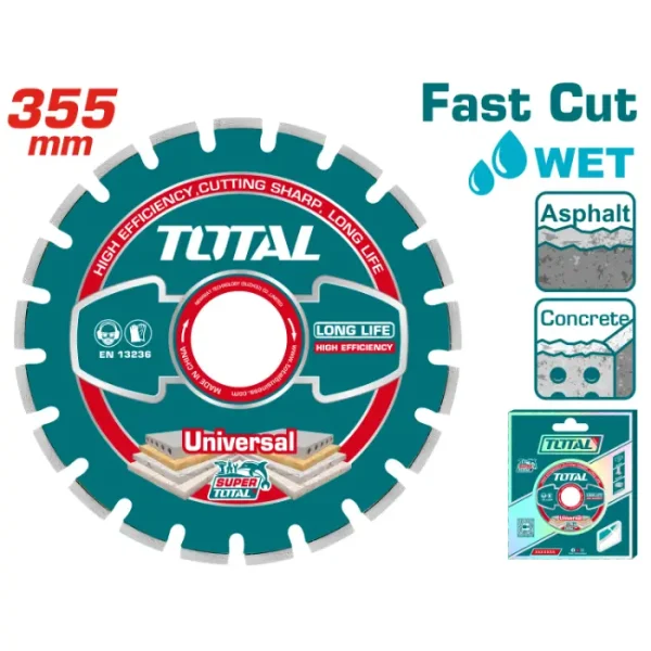 ДИЈАМАНТ ДИСК TOTAL 355mm ЗА БЕТОН И АСФАЛТ 3558 TAC2113551