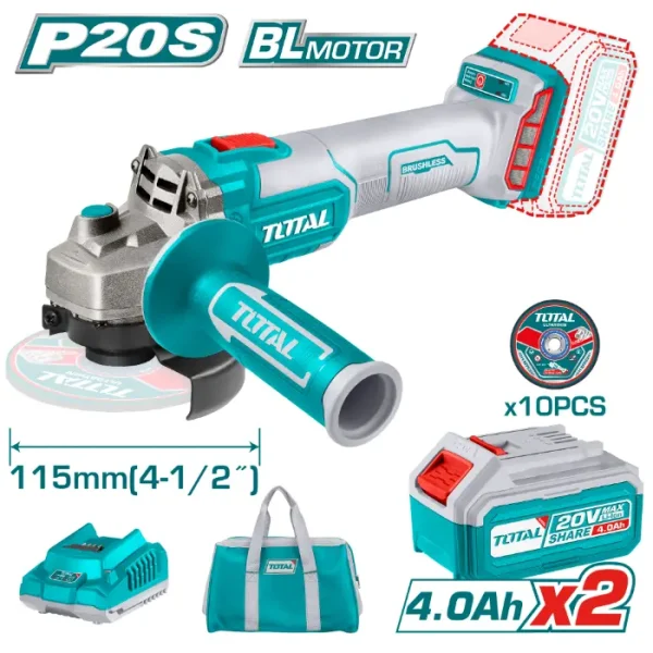 АГОЛНА БРУСИЛКА 20V 2x4.0Ah БАТЕРИИ TOTAL TAGLI2011582
