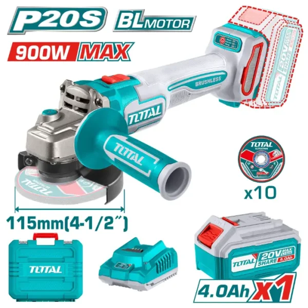 АГОЛНА БРУСИЛКА 900W 20V 1x4.0Ah TOTAL TAGLI2111541