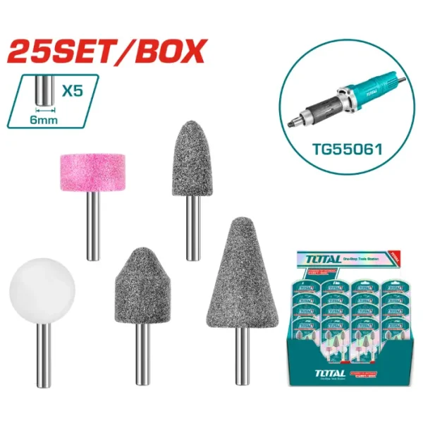 СЕТ 5/1 КАМЕН ЗА ЧЕЛНА БРУСИЛКА 6mm ЧАУРА TOTAL TAKB0502