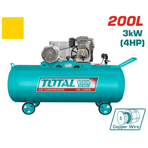 МАСЛЕН КОМПРЕСОР 200L 3.0KW TOTAL TC1402002