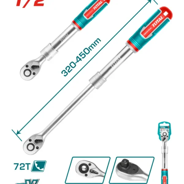 КРЦКАЛКА TOTAL 1/2" ТЕЛЕСКОПСКА РАЧКА THT106128L