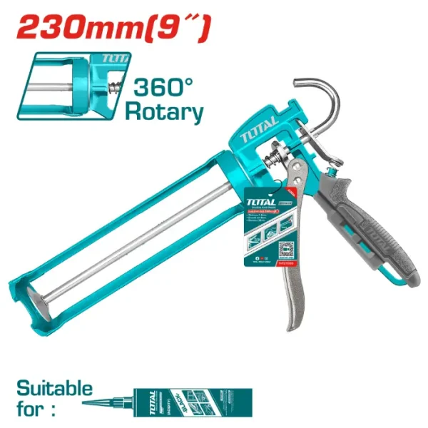ПИШТОЛ ЗА СИЛИКОН TOTAL 9" РОТИРАЧКИ THT21509