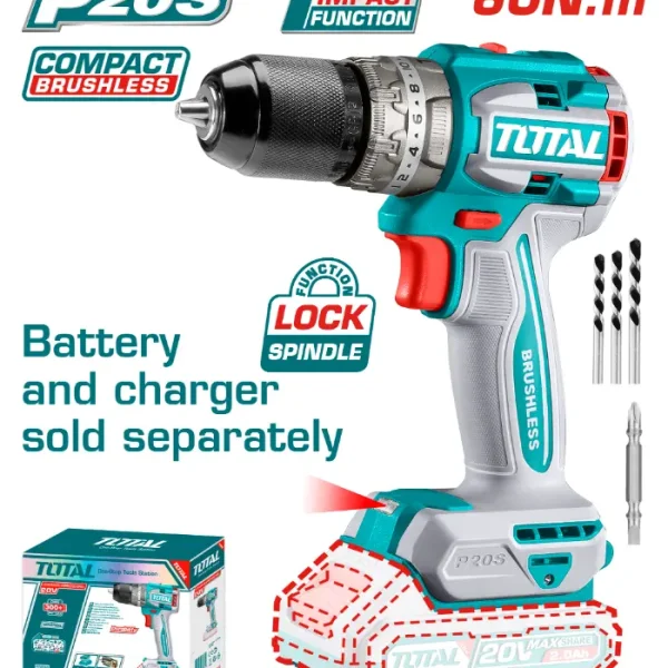 ШТРАФИЛИЦА 20V СОЛО БЕЗ БАТЕРИИ 60Nm TOTAL TIDLI206021