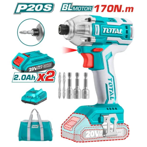 УДАРНА ШТРАФИЛИЦА 20V 170Nm 2x2.0Ah БАТЕРИИ TOTAL TIRLI2002
