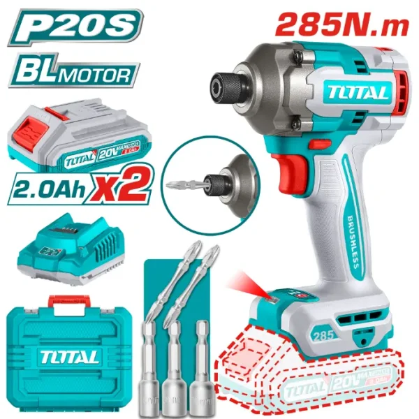 УДАРНА ШТРАФИЛИЦА 285Nm 20V 2x2.0Ah TOTAL TIRLI2028