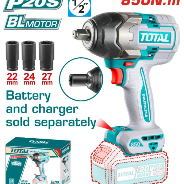 УДАРЕН ОДВРТУВАЧ 850Nm 20V СОЛО БЕЗ БАТЕРИИ TOTAL TIVLI20851