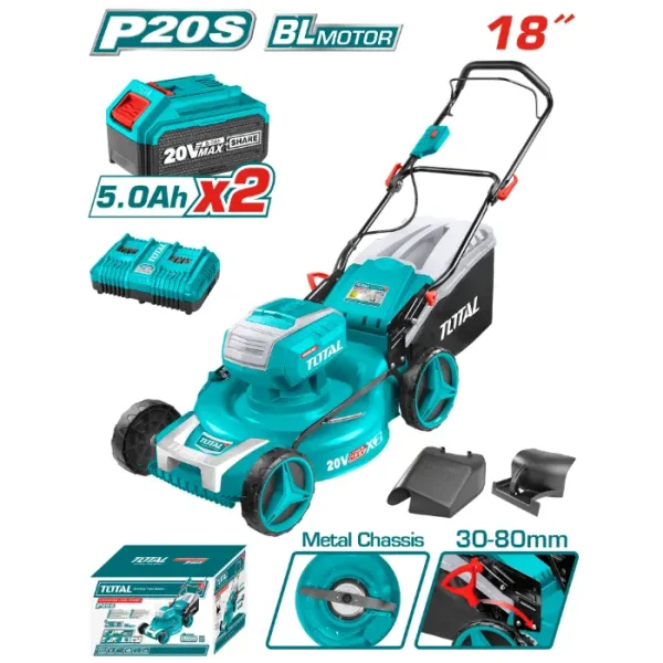 БАТЕРИСКА КОСИЛКА ЗА ТРЕВА TOTAL 20V 2x5.0Ah TLMLI20182