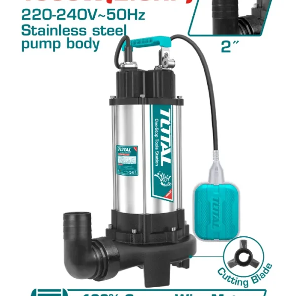ПОТОПНА ПУМПА ЗА ВОДА TOTAL 1500W 2" TVP7150026