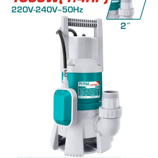 ПОТОПНА ПУМПА ЗА ВОДА TOTAL 1000W 2" ПВЦ TVP810001