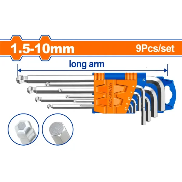 СЕТ од 9 ИМБУС КЛУЧЕВИ со топчест врв 1.5-10mm WADFOW WHK2291