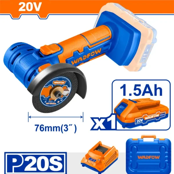 БАТЕРИСКА МИНИ БРУСИЛКА 20V 76mm 1.5Ah WADFOW WLAP571