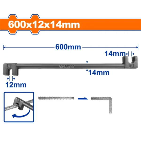 КЛУЧ ЗА ВИТКАЊЕ АРМАТУРА 12x14mm WADFOW WQB3360