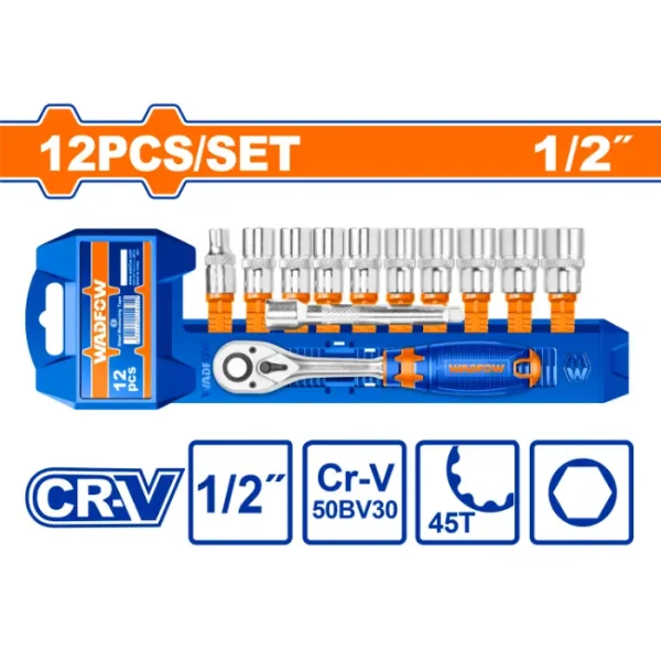 СЕТ КРЦКАЛКА 1/2" СО 10 ПРИКЛУЧОЦИ WADFOW WST2212