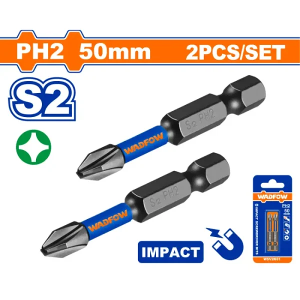 УДАРЕН БИТ 2xPH2 50mm WADFOW WSV2K61