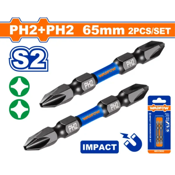 УДАРЕН БИТ 2xPH2 65mm WADFOW WSV3K62