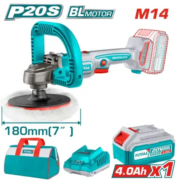 ПОЛИРКА TOTAL 180mm 1x4.0Ah БАТЕРИЈА 20V TAPLI20181
