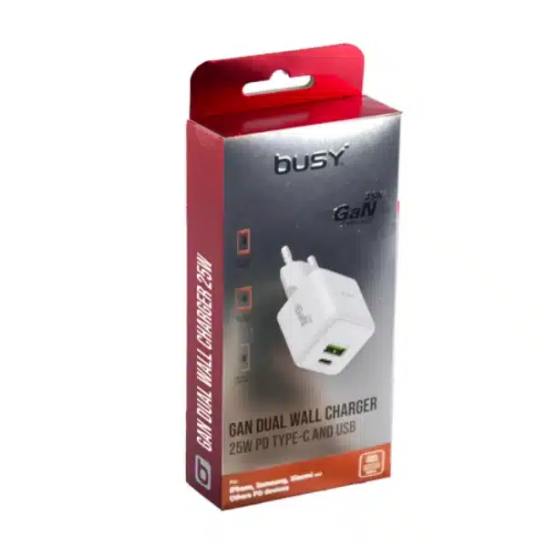 Двоен USB ѕиден полнач 25W GAN BIZI