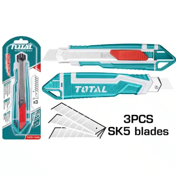 СКАЛПЕР TOTAL 18mm SK5 + 3 НОЖА THT511836