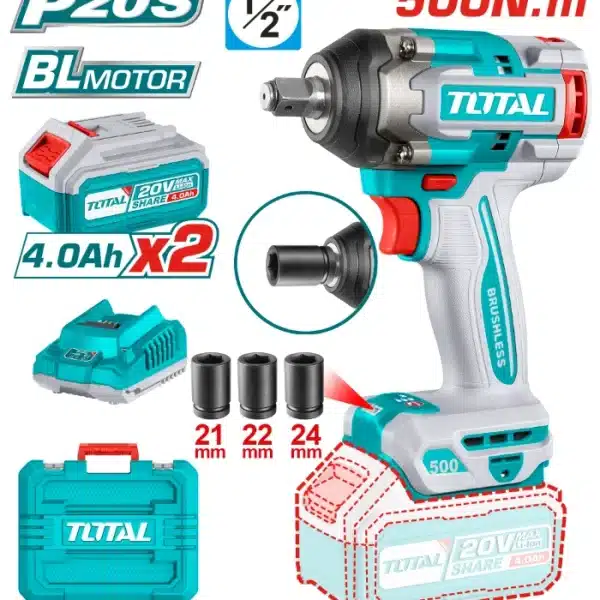 УДАРЕН ОДВРТУВАЧ TOTAL 500Nm 20V 2x4.0Ah TIWLI2050(M)