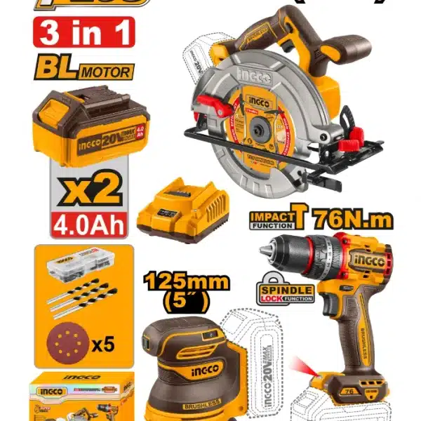 БАТЕРИСКИ COMBO СЕТ 3/1 INGCO 2x4.0Ah COSLI250181