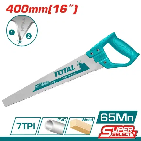 РАЧНА ПИЛА TOTAL 400mm 7TPI ЗА ДРВО И ПЛАСТИКА THT551663D
