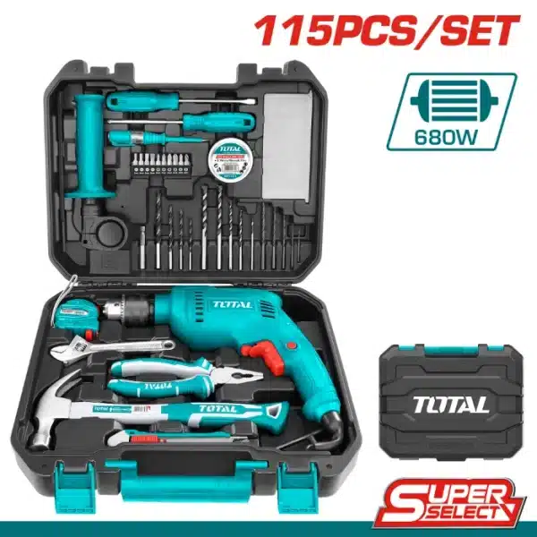 СЕТ РАЧЕН АЛАТ СО 115 П. + БОРМАШИНА 680W TOTAL THKTHP1152