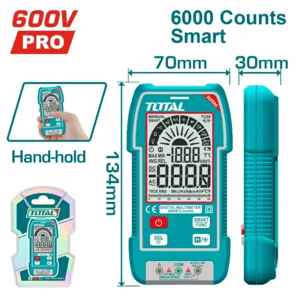 МУЛТИМЕТАР TOTAL ДИГИТАЛЕН 600V SMART – TMT516004