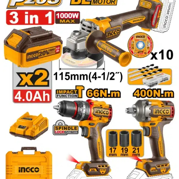 БАТЕРИСКИ COMBO СЕТ 3/1 INGCO 2x4.0Ah COSLI241291