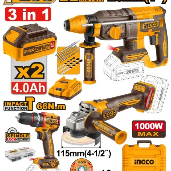БАТЕРИСКИ COMBO СЕТ 3/1 INGCO 2x4.0Ah – COSLI241198