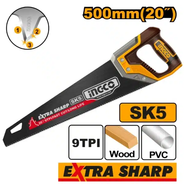 ПИЛА РАЧНА INGCO 500mm 9TPI SK5 – HHAS68500
