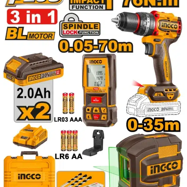 БАТЕРИСКИ COMBO СЕТ 3/1 INGCO COSLI250511