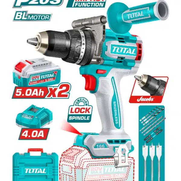 ШTРАФИЛИЦА 20V 2x5.0Ah БАТЕРИИ 166Nm TOTAL TIDLI201668
