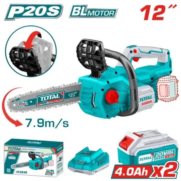 МОТОРНА ПИЛА 20V 2x4.0Ah БАТЕРИИ МАЧ-12" 305mm TOTAL TGSLI201286