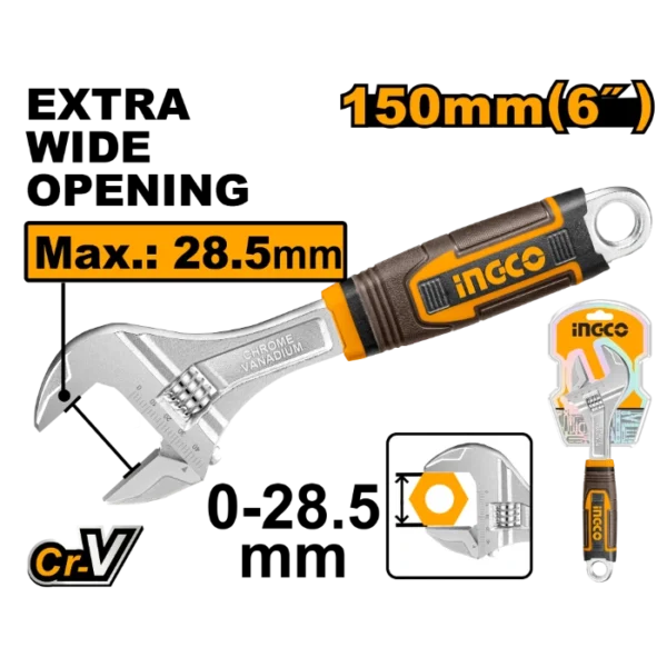 ФРАНЦУСКИ КЛУЧ 150mm (0-28.5mm) INGCO HADW131068